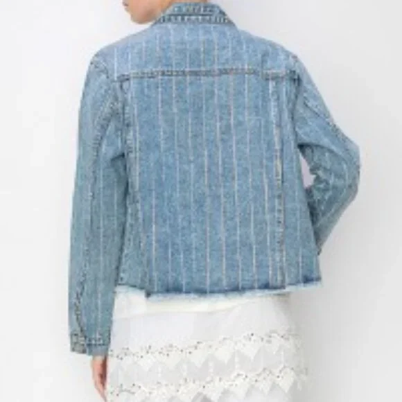 new ORIGMAI embellished jean denim jacket (4-colors) SM-2X classic rhinestones - Picture 16 of 16
